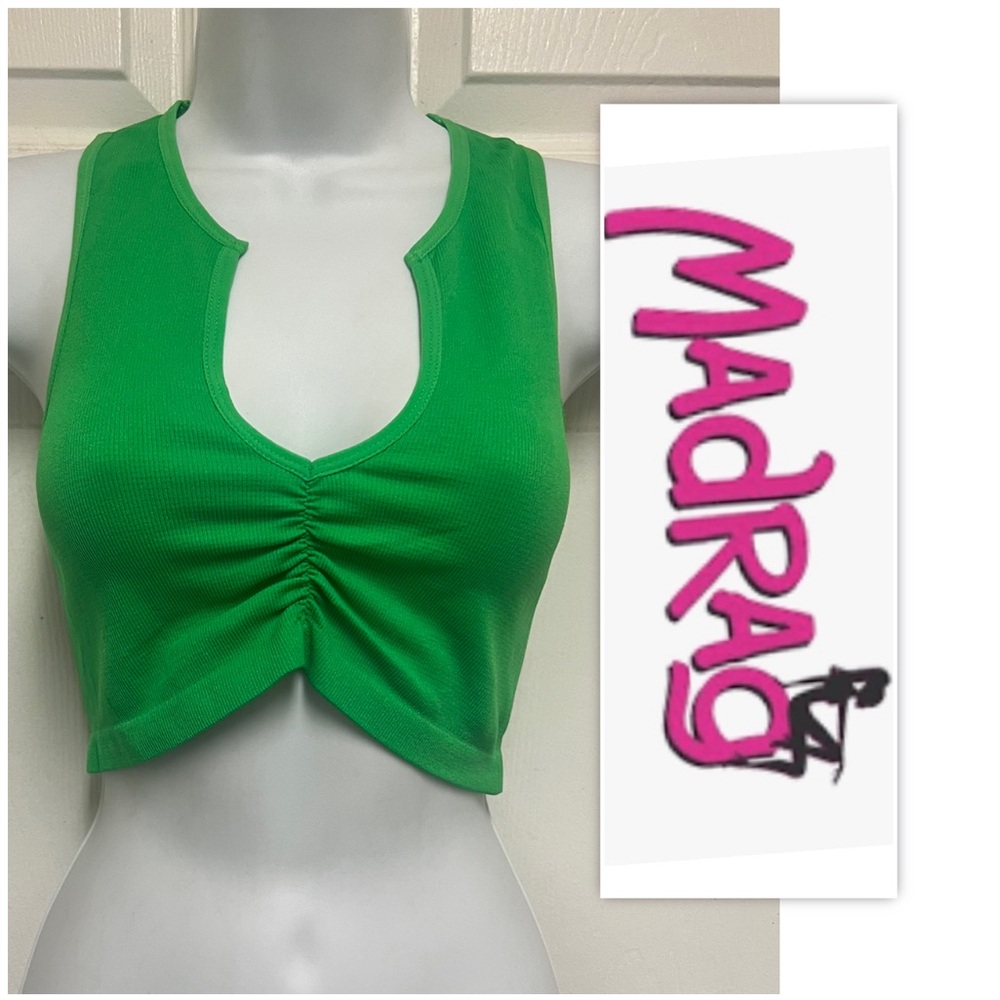 Madrag Green Cropped Ribbed Top